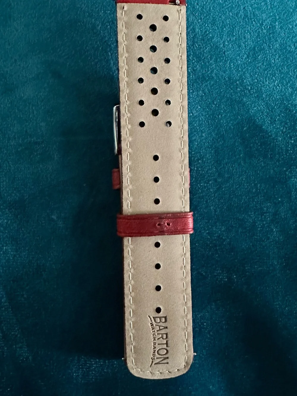 Perforated Red Leather Watch Strap for Men — Sporty Replacement Band